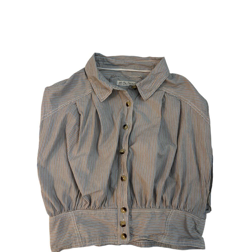 We The Free Cassie striped sleeveless crop shirt M 100% cotton festival academia - Picture 4 of 8
